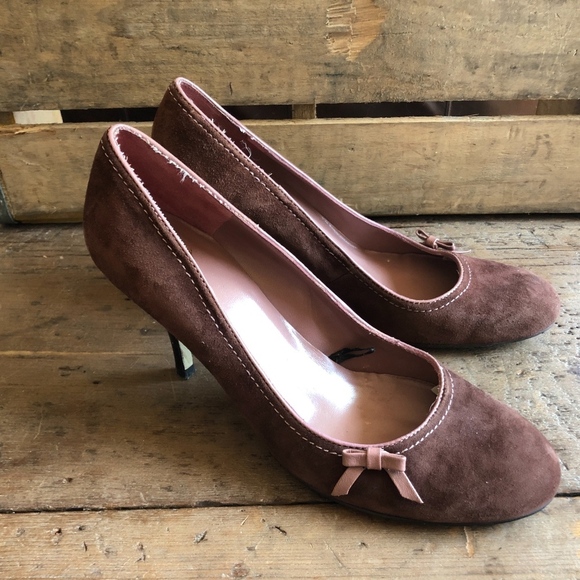 Mng Mango Brown Pink Bow Pumps 8 - Picture 3 of 8